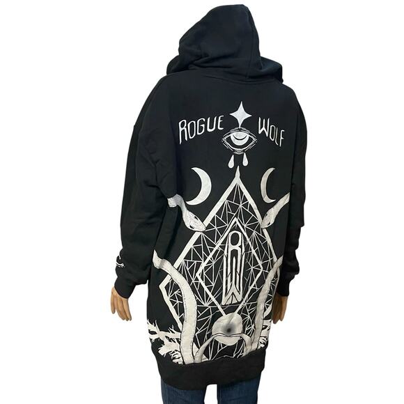 Rogue And Wolf Gothic Hoodie Sweatshirt Tunic Medium Snakes Witchy Baggy Black - Picture 3 of 10